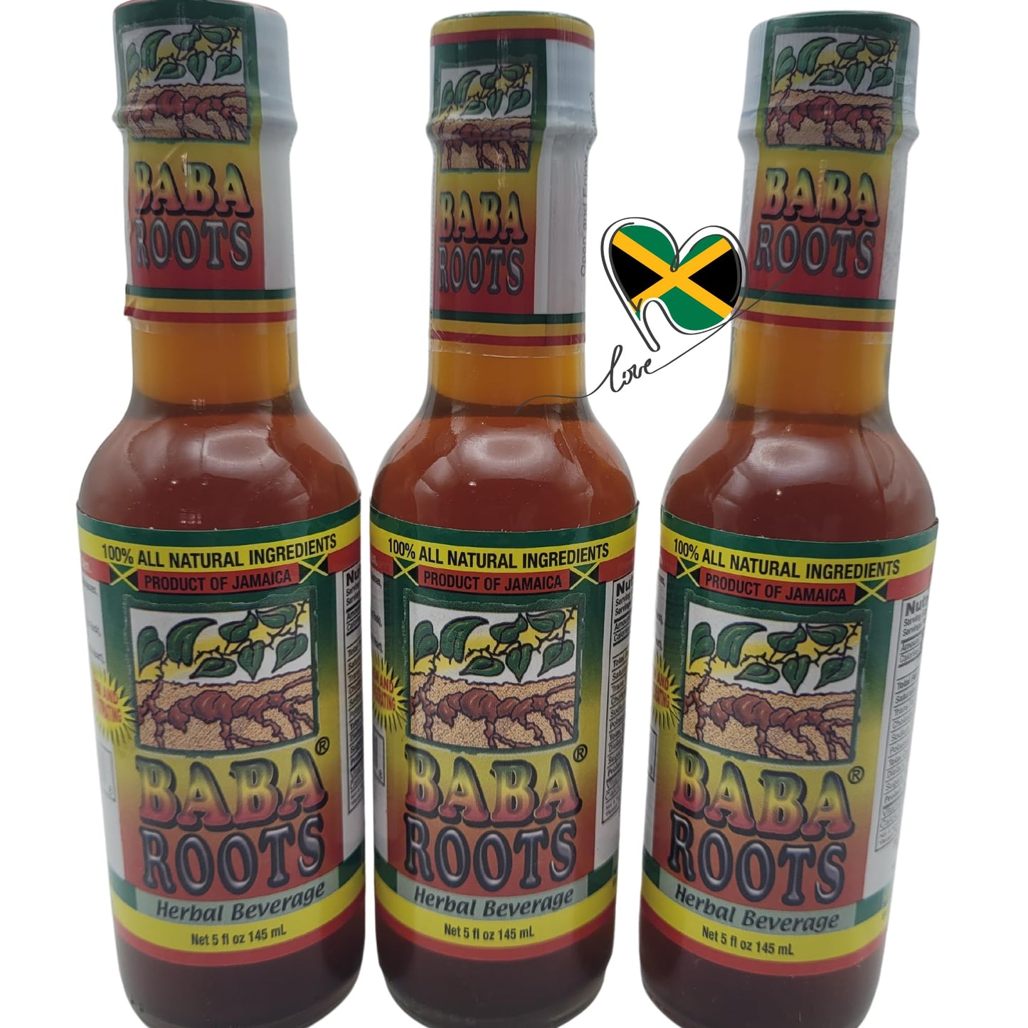 Jamaican Baba Roots Herbal Tonic – 3 Pack – Traditional Roots Blend with Chainy Root, Sarsaparilla, Tan Pon Rock, Strong Back, Raw Moon & Medina – 15 Fl Oz Each (45 Fl Oz Total)