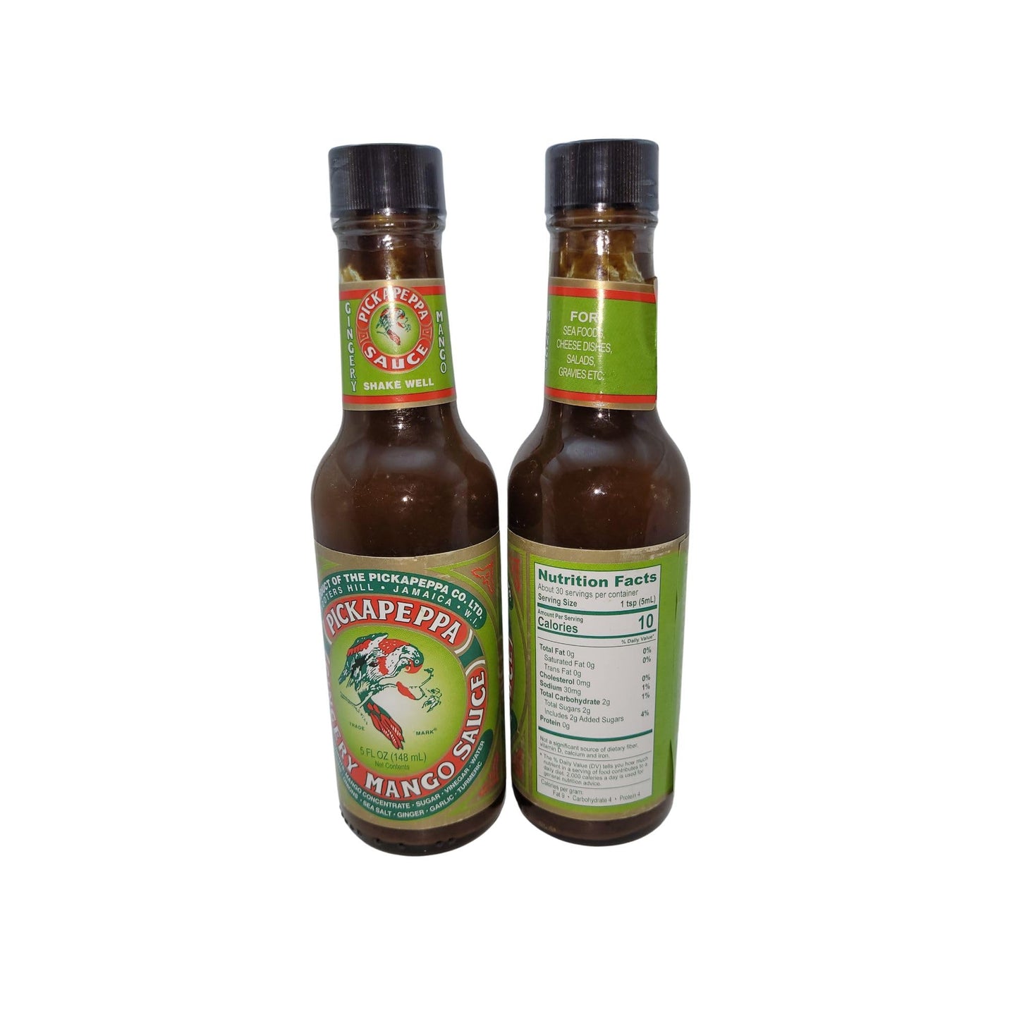 Real Jamaican Pickapeppa Sauce – Gingery Mango Flavor – 5oz Bottles (2-Pack) – Authentic Jamaican Condiment for Meats, Seafood & More