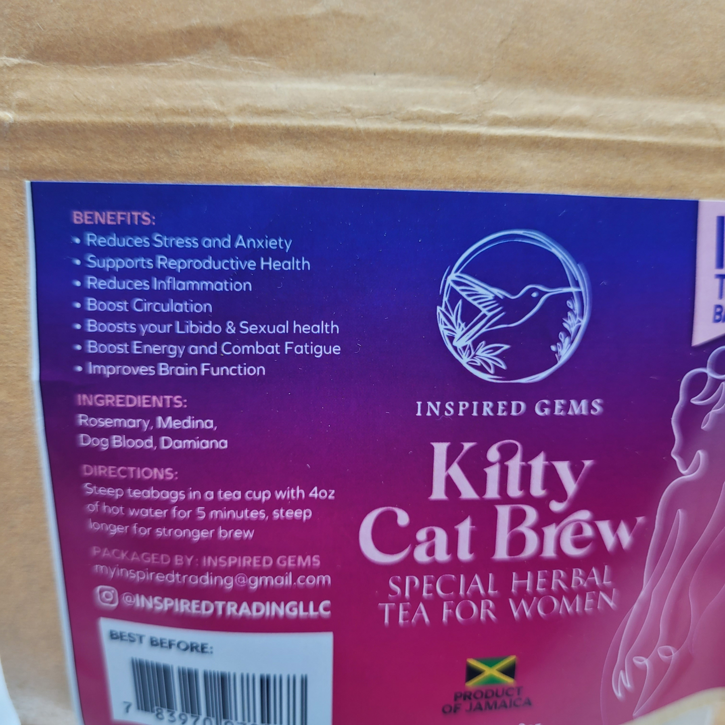 Kitty Kat Brew Tea – 100% Organic Jamaican Herbal Tea for Women (2-Pack, 24 Bags) | Supports Mood, Arousal & Female Vitality | Fevergrass, Damiana, Medina, Rosemary