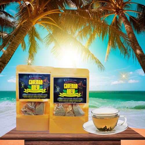 Caveman Brew – Jamaican Roots Herbal Tea – 2 Pack – Sarsaparilla, Chaney Root, Medina, Ra-moon & More Traditional Jamaican Herbs – Inspired Gems
