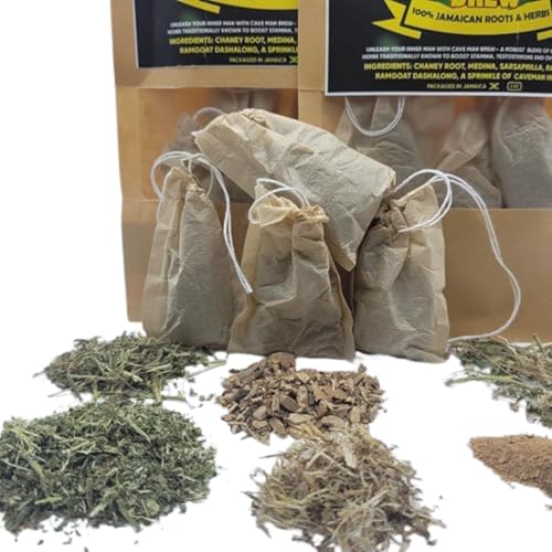 Caveman Brew – Jamaican Roots Herbal Tea – 2 Pack – Sarsaparilla, Chaney Root, Medina, Ra-moon & More Traditional Jamaican Herbs – Inspired Gems