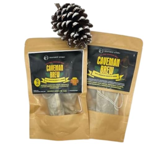 Caveman Brew – Jamaican Roots Herbal Tea – 2 Pack – Sarsaparilla, Chaney Root, Medina, Ra-moon & More Traditional Jamaican Herbs – Inspired Gems