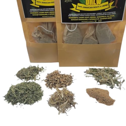 Caveman Brew – Jamaican Roots Herbal Tea – 2 Pack – Sarsaparilla, Chaney Root, Medina, Ra-moon & More Traditional Jamaican Herbs – Inspired Gems
