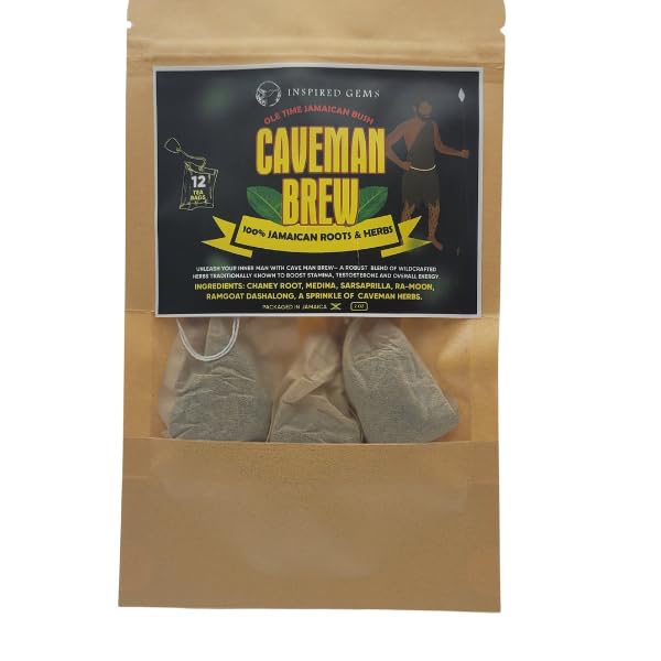 Caveman Brew – Jamaican Roots Herbal Tea – 2 Pack – Sarsaparilla, Chaney Root, Medina, Ra-moon & More Traditional Jamaican Herbs – Inspired Gems