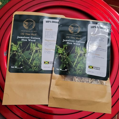 Jamaican Guinea Hen Weed Tea – 4oz (2 x 2oz Packs) | Handpicked Loose Leaf Herbal Tea | Anamu Herbs – Dried Leaves 100% Organic from Jamaica - Inspired Gems