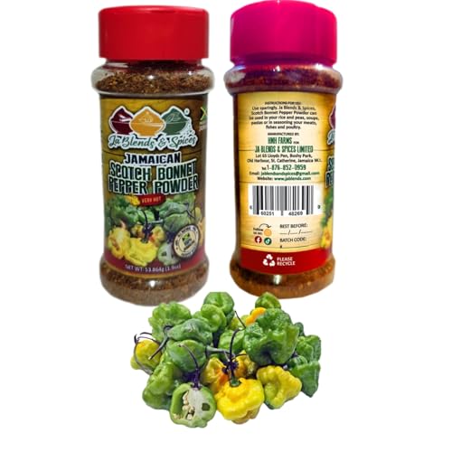 Jamaican Scotch Bonnet Pepper Powder – 1.9 oz Jar (1 pack only) – Authentic Ground Hot Pepper Spice for Cooking, Seasoning & Marinades – JA Blends and Spices