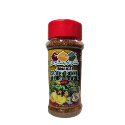 Jamaican Scotch Bonnet Pepper Powder – 1.9 oz Jar (1 pack only) – Authentic Ground Hot Pepper Spice for Cooking, Seasoning & Marinades – JA Blends and Spices