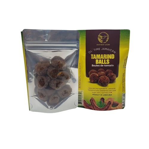 Ol' Time Jamaican Tamarind Balls – Authentic Caribbean Snack – Sweet and Tangy Fruit Candy Treat – Traditional Jamaican Sweets Made with Real Tamarind – 2 Pack, 2 oz Each – Inspired Gems, Tamarind Balls, Tamarind Candy