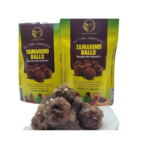 Ol' Time Jamaican Tamarind Balls – Authentic Caribbean Snack – Sweet and Tangy Fruit Candy Treat – Traditional Jamaican Sweets Made with Real Tamarind – 2 Pack, 2 oz Each – Inspired Gems, Tamarind Balls, Tamarind Candy