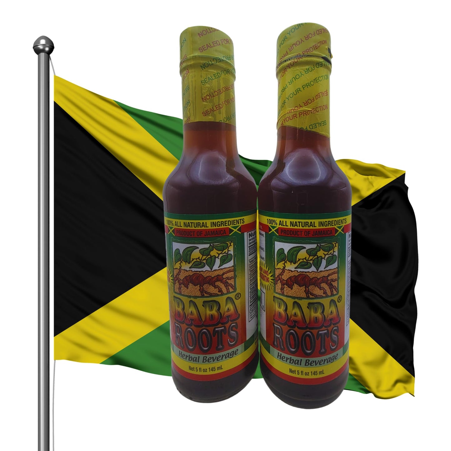 Baba Roots Herbal Tonic – 2 Pack – Traditional Jamaican Roots Drink with Chainy Root, Sarsaparilla, Strong Back & More – Bold Island Flavor