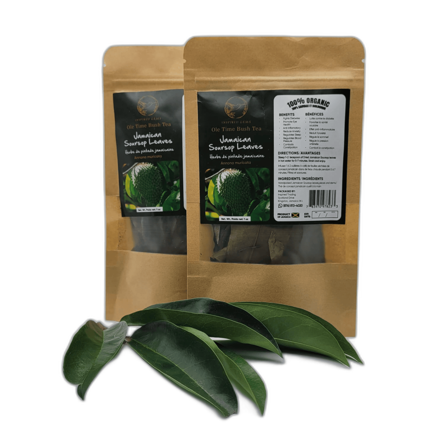 Organic Jamaican Soursop Leaf Tea - Natural Graviola Herb (2 - Pack) | Immune & Detox Support | Inspired Trading