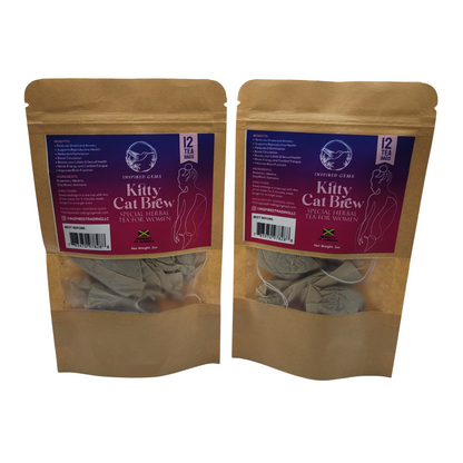 Kitty Kat Brew Tea – 100% Organic Jamaican Herbal Tea for Women (2-Pack, 24 Bags) | Supports Mood, Arousal & Female Vitality | Fevergrass, Damiana, Medina, Rosemary
