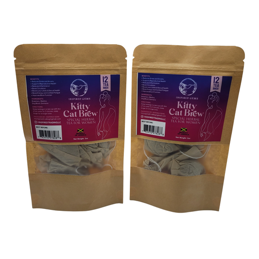 Kitty Kat Brew Tea – 100% Organic Jamaican Herbal Tea for Women (2-Pack, 24 Bags) | Supports Mood, Arousal & Female Vitality | Fevergrass, Damiana, Medina, Rosemary