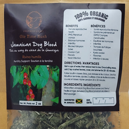 Organic Jamaican Dog Blood Tea – 4oz (2 x 2oz Packs) | Wildcrafted Rivina Humilis | Traditional Jamaican Herbal Tea | Handpicked Bush Tea | Inspired Gems