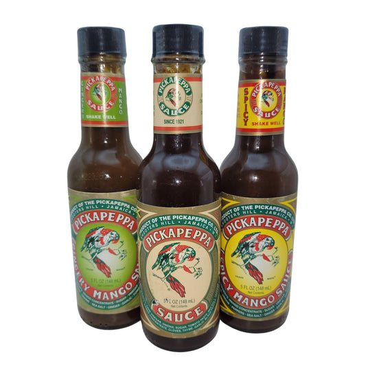 Pickapeppa Sauce Variety 3-Pack – Original, Spicy Mango & Gingery Mango – Authentic Jamaican Condiments for Cooking, Grilling & Everyday Flavor