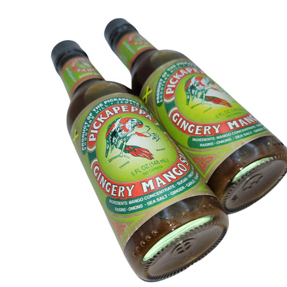 Real Jamaican Pickapeppa Sauce – Gingery Mango Flavor – 5oz Bottles (2-Pack) – Authentic Jamaican Condiment for Meats, Seafood & More