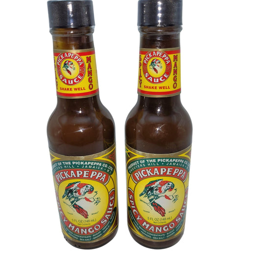 Pickapeppa Spicy Mango Sauce – 5 oz (2-Pack) – Authentic Jamaican Condiment with Bold Island Flavor – Real Jamaican Pickapeppa