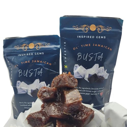 Ol' Time Jamaican Busta Candy – Coconut Ginger Molasses, 2-Pack (2.7oz) | Authentic Jamaican Snack with Jumbo Pieces