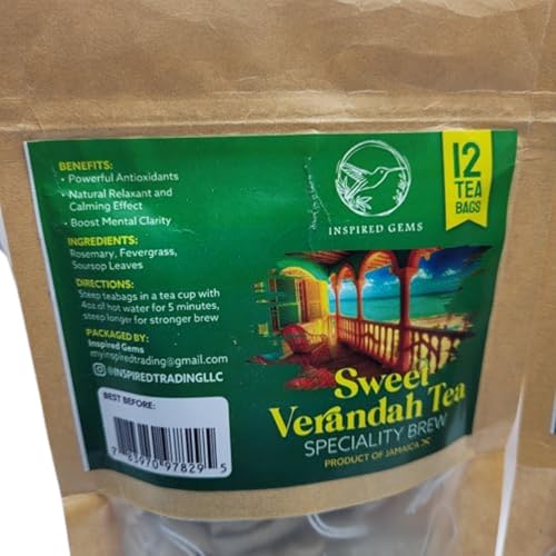 Jamaican Man Brew – Organic Jamaican Herbal Tea – Soursop, Lemongrass (Fevergrass) & Rosemary – Organic, Caffeine-Free, Gluten Free, 2 Pack (12 Tea Bags Each)
