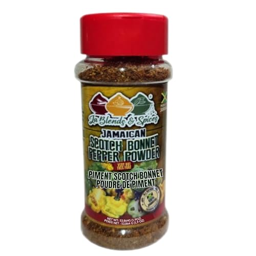 Jamaican Scotch Bonnet Pepper Powder – 1.9 oz Jar (1 pack only) – Authentic Ground Hot Pepper Spice for Cooking, Seasoning & Marinades – JA Blends and Spices