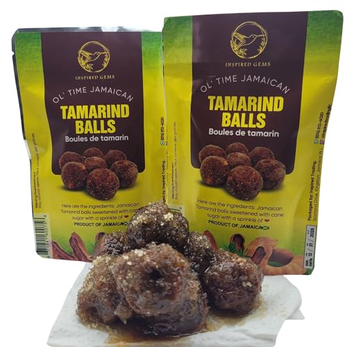 Ol' Time Jamaican Tamarind Balls – Authentic Caribbean Snack – Sweet and Tangy Fruit Candy Treat – Traditional Jamaican Sweets Made with Real Tamarind – 2 Pack, 2 oz Each – Inspired Gems, Tamarind Balls, Tamarind Candy