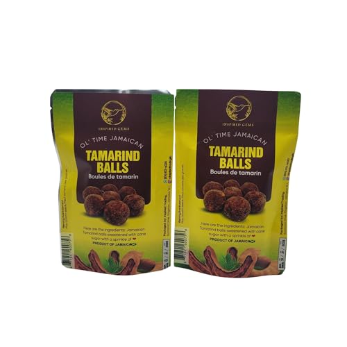 Ol' Time Jamaican Tamarind Balls – Authentic Caribbean Snack – Sweet and Tangy Fruit Candy Treat – Traditional Jamaican Sweets Made with Real Tamarind – 2 Pack, 2 oz Each – Inspired Gems, Tamarind Balls, Tamarind Candy