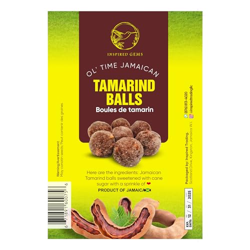 Ol' Time Jamaican Tamarind Balls – Authentic Caribbean Snack – Sweet and Tangy Fruit Candy Treat – Traditional Jamaican Sweets Made with Real Tamarind – 2 Pack, 2 oz Each – Inspired Gems, Tamarind Balls, Tamarind Candy