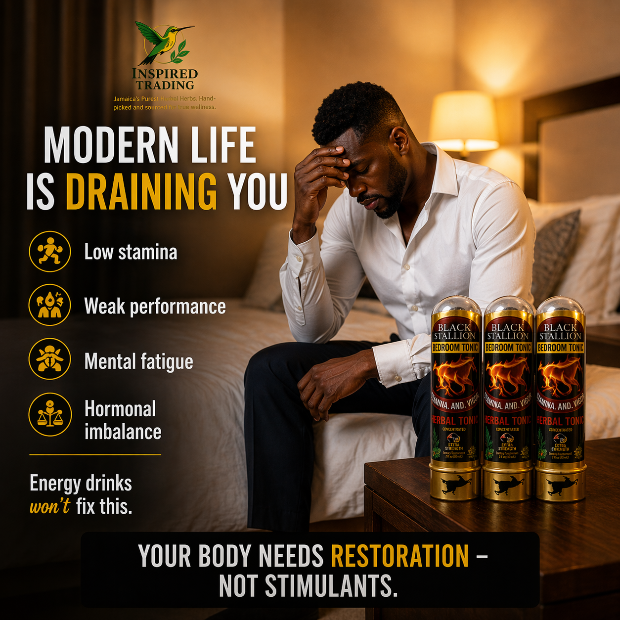 Black Stallion Herbal Tonic (3-Pack) | Authentic Jamaican Vitality Drink - Ship in 24hrs - Available in US & CA