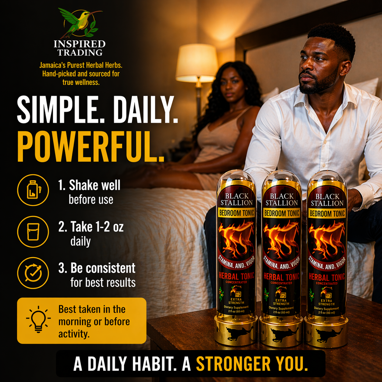 Black Stallion Herbal Tonic (3-Pack) | Authentic Jamaican Vitality Drink - Ship in 24hrs - Available in US & CA