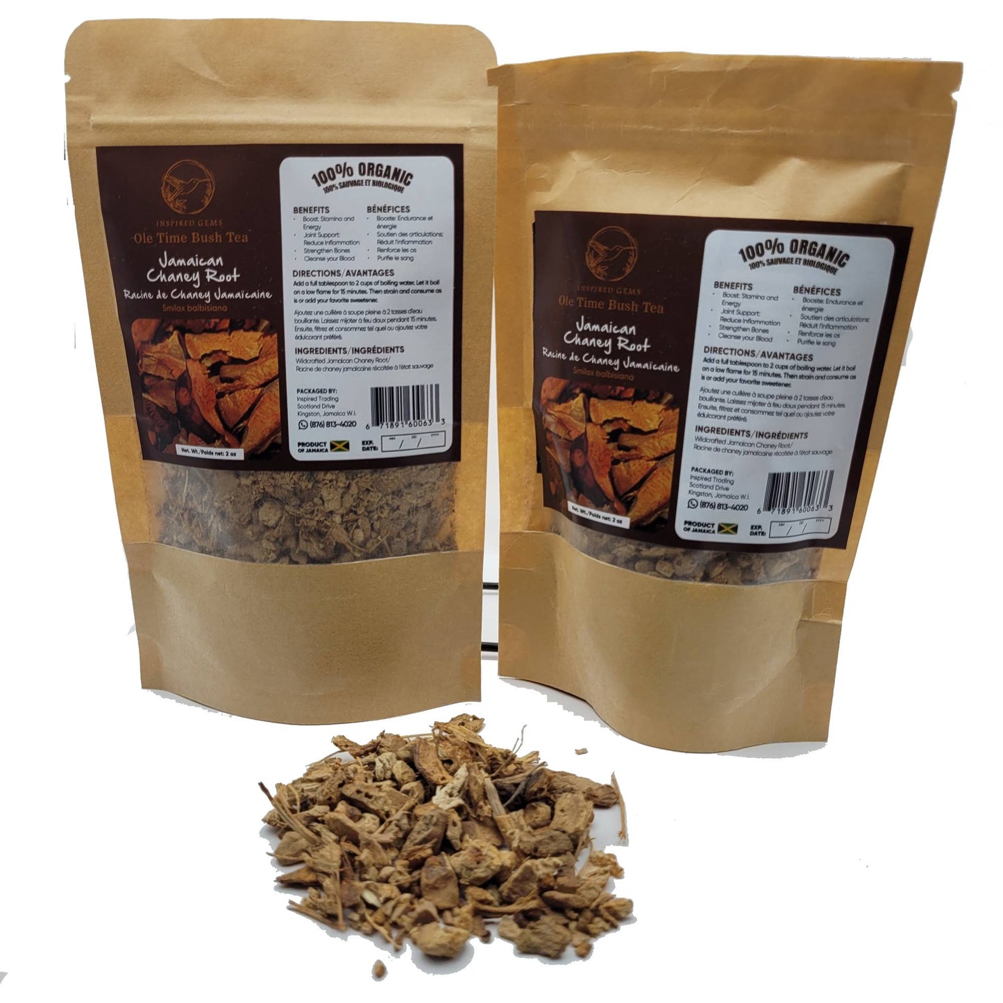 Jamaican Chaney Root Tea – 2oz (2-Pack) – Wildcrafted Herbal Tea Root, Naturally Grown, Authentic Caribbean Herb, Loose Dried Roots for Tea, Caffeine-Free, No Additives – Inspired Gems