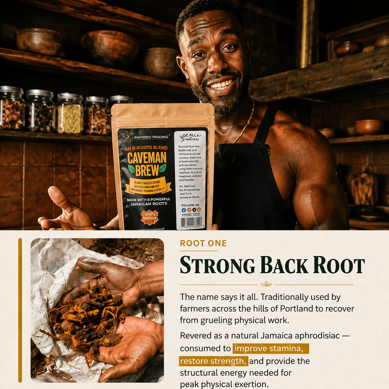 Authentic Jamaican Caveman Brew | The 7-Root Vitality Ritual - Ship in 24hrs- Available in US & CA - Inspired Trading
