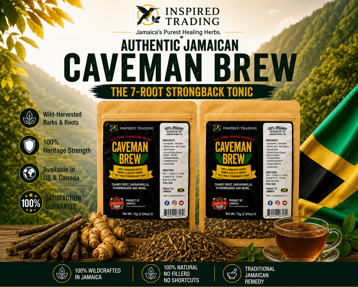 Authentic Jamaican Caveman Brew | The 7-Root Vitality Ritual - Ship in 24hrs- Available in US & CA - Inspired Trading