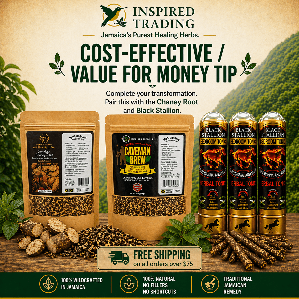 Authentic Jamaican Caveman Brew | The 8 - Root Vitality Ritual - Ship in 24hrs - Available in US & CA - Inspired Trading