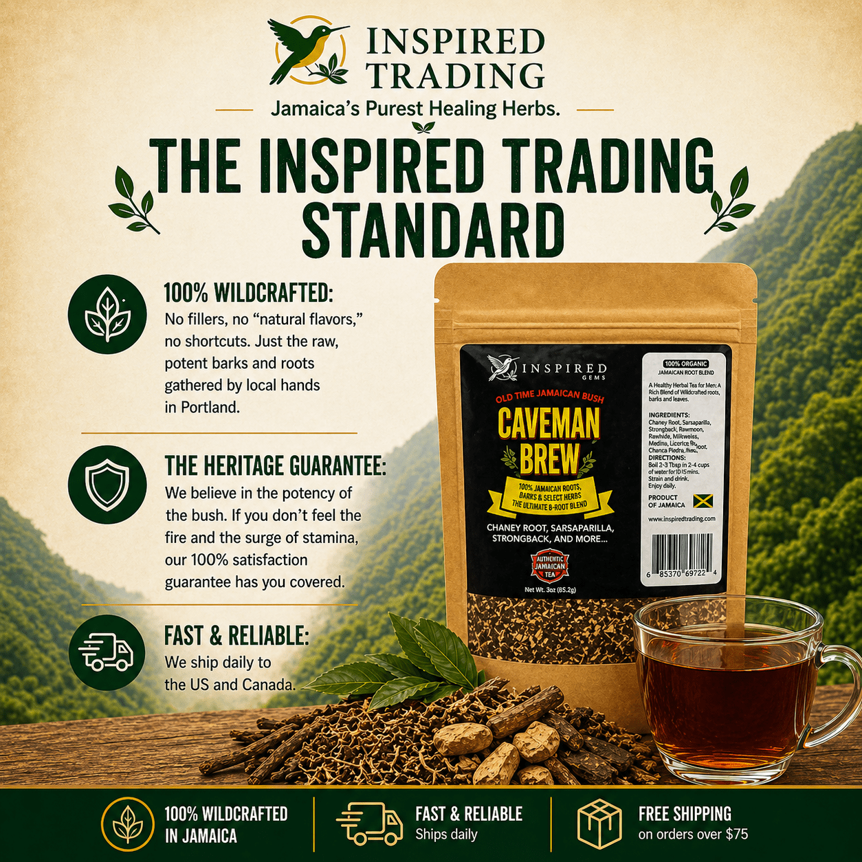 Authentic Jamaican Caveman Brew | The 8 - Root Vitality Ritual - Ship in 24hrs - Available in US & CA - Inspired Trading