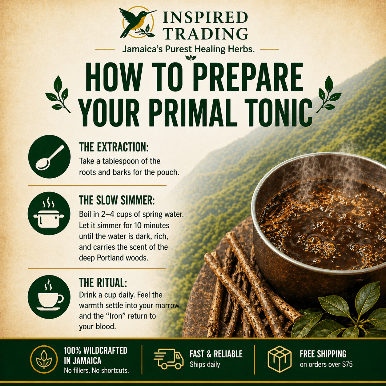 Authentic Jamaican Caveman Brew | The 8 - Root Vitality Ritual - Ship in 24hrs - Available in US & CA - Inspired Trading