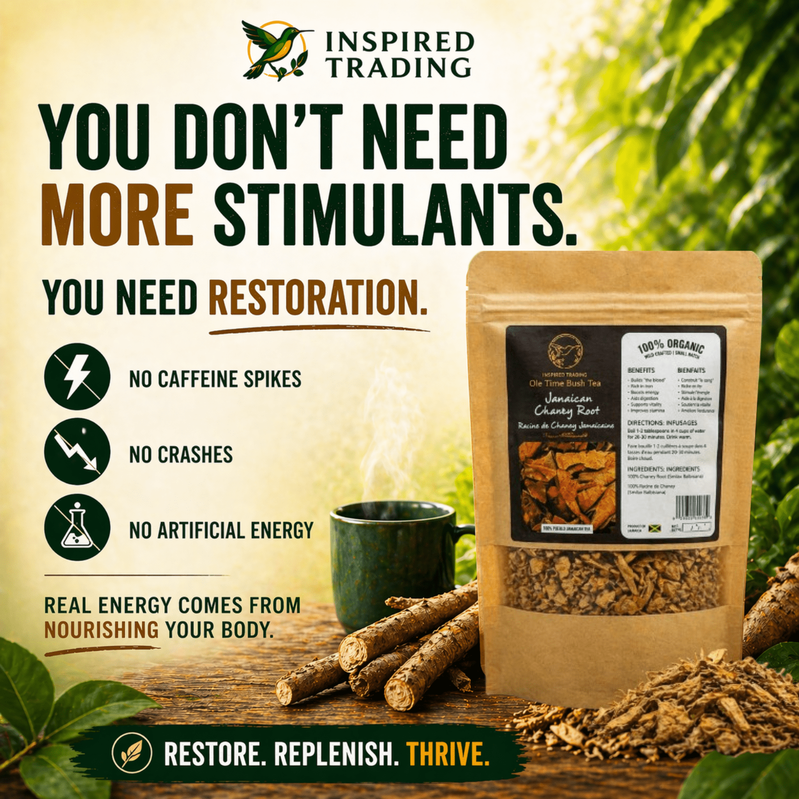 Authentic Jamaican Chaney Root (2 Packs) | The "Strong Back" Ritual - Available in US & Canada - Inspired Trading