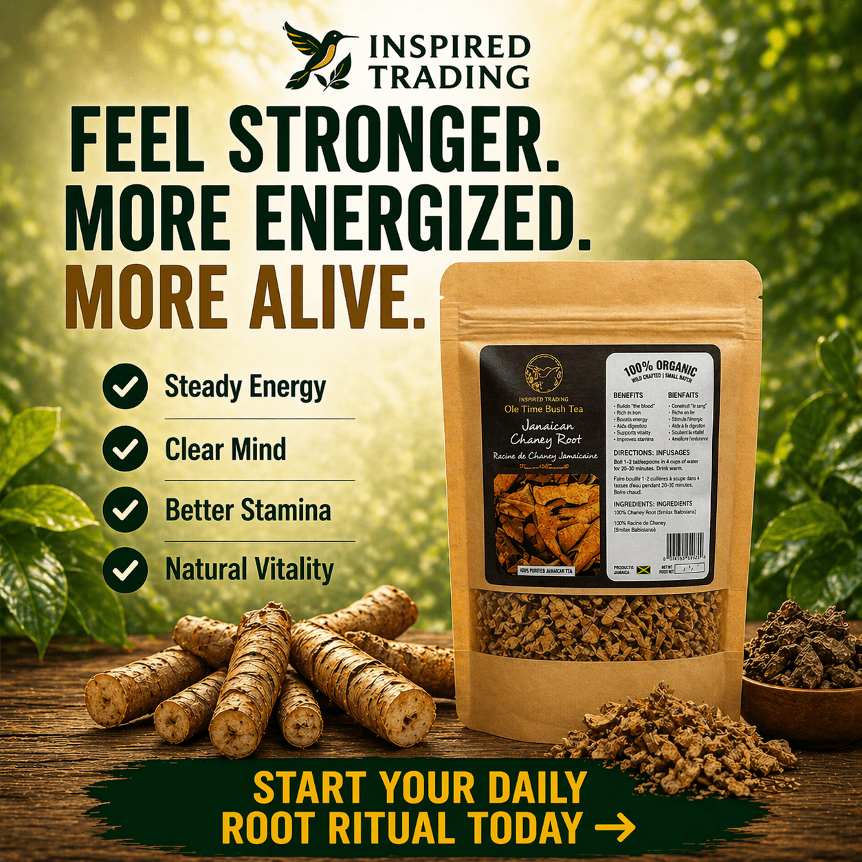 Authentic Jamaican Chaney Root (2 Packs) | The "Strong Back" Ritual - Available in US & Canada - Inspired Trading