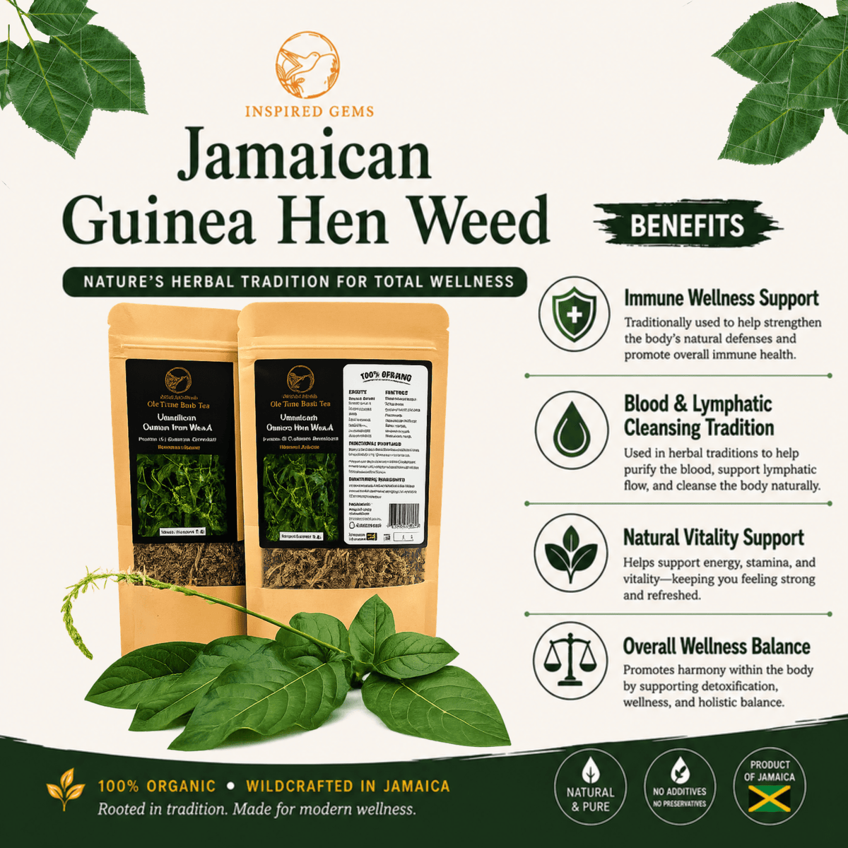 Authentic Jamaican Guinea Hen Weed | The Natural Defender-Available In US & Canada - Inspired Trading