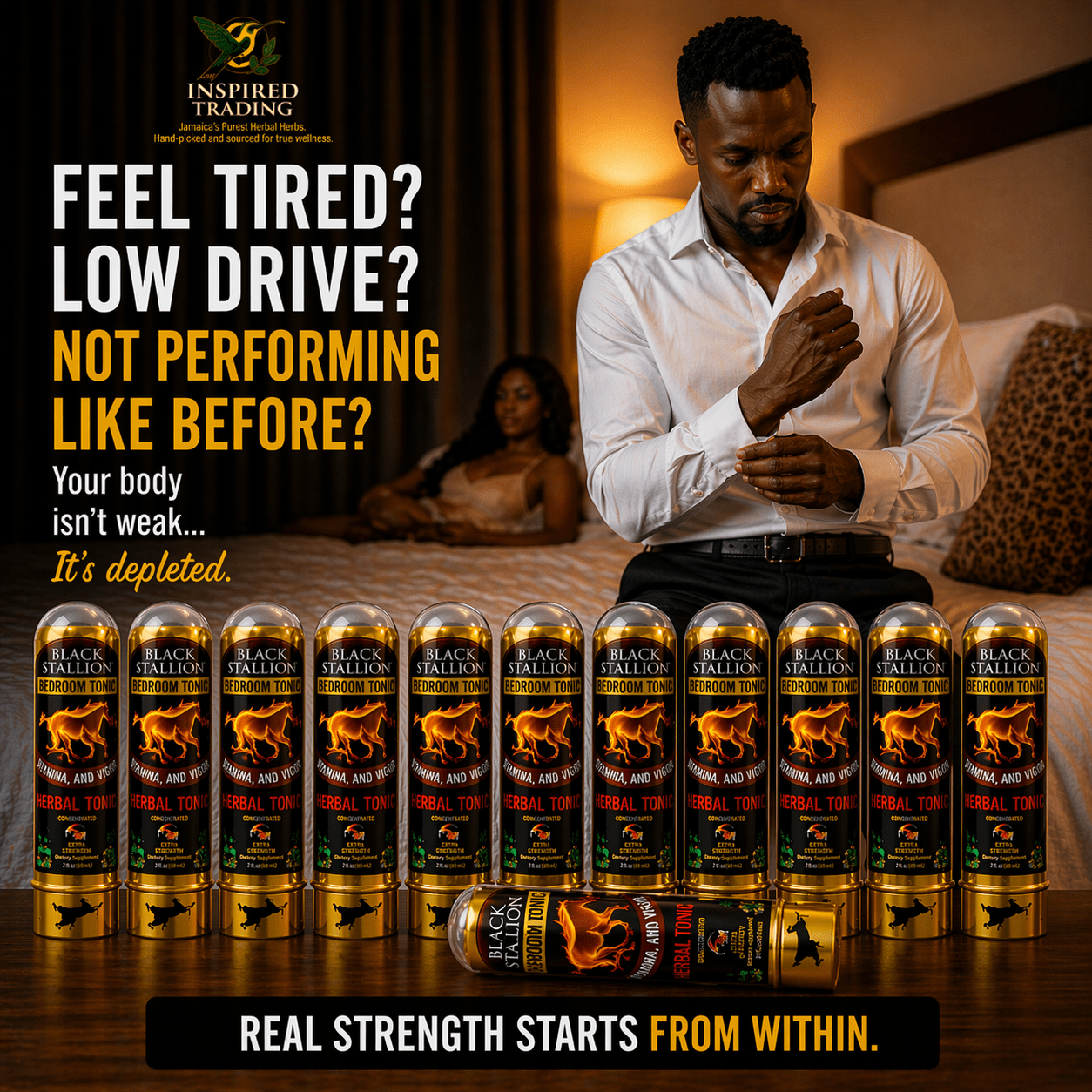 Black Stallion Herbal Tonic (12 - Pack) | Authentic Jamaican Vitality Drink - Ship in 24hrs - Available in US & CA