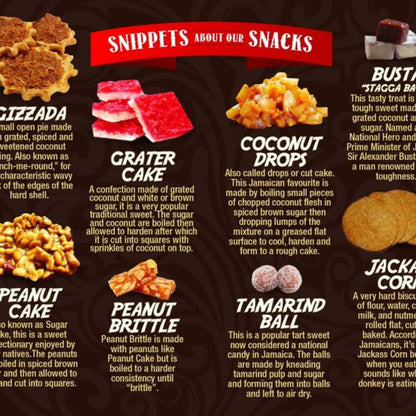 Reggae Carmella Jamaican Snacks Gift Box 480g – Authentic Island Treats Sampler with Peanut Brittle, Gizzada, Coconut Drops & More – Gourmet Jamaican Sweets for Gifting & Snacking – Freshly Sealed 100% Jamaican Made