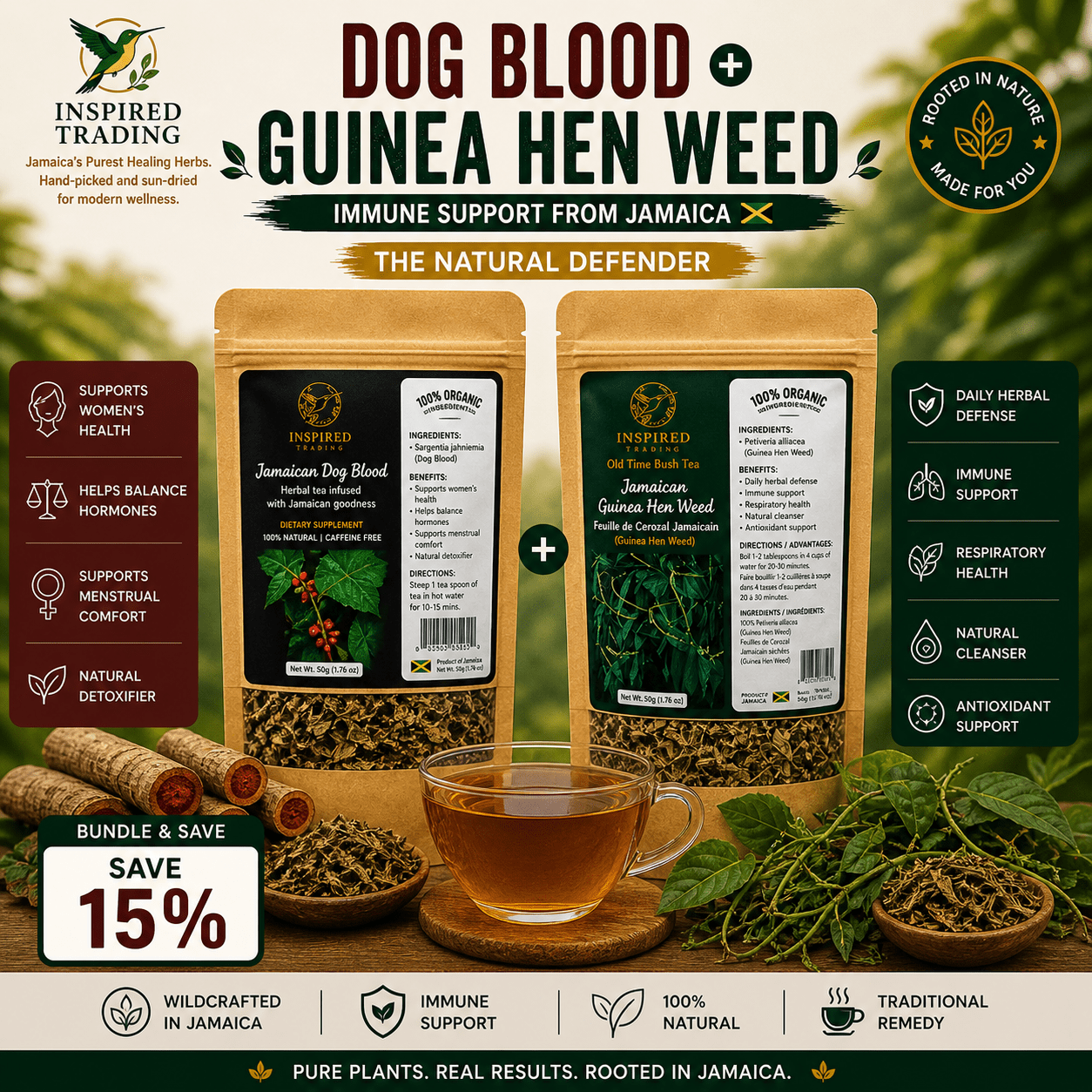 Dog Blood + Guinea Hen Weed | The Natural Defender Bundle for Women - Inspired Trading