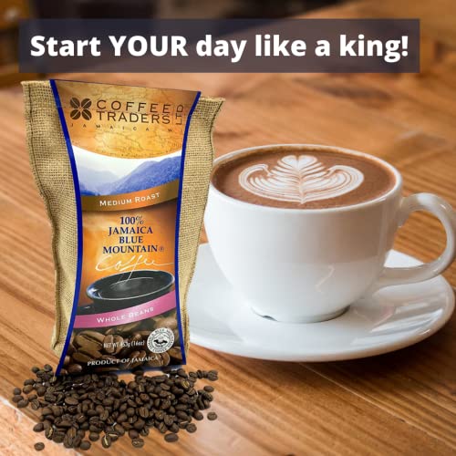 Coffee Traders 100% Jamaica Blue Mountain Coffee Beans – Premium Whole Bean Coffee – 16oz Bag – Rich, Smooth, and World-Famous Jamaican Coffee