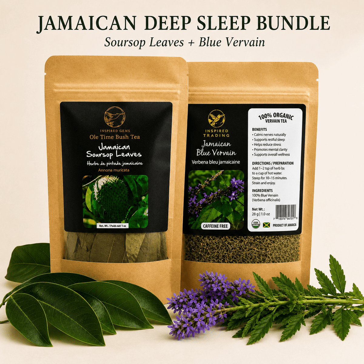 Jamaican Soursop Leaves + Blue Vervain Herbal Tea Bundle - Inspired Trading
