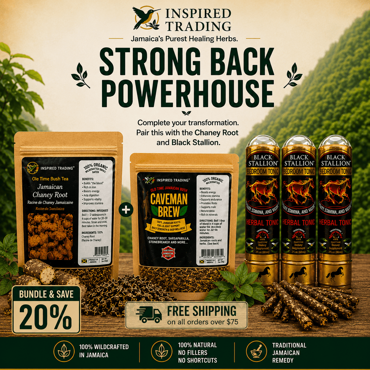 Strong Back Powerhouse | Caveman Brew + Chaney Root + Black Stallion - Inspired Trading